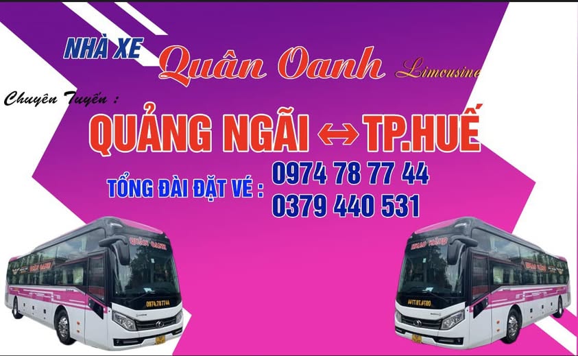 Nhà xe Oanh – Chuyên tuyến Quảng Ngãi – Huế và ngược lại