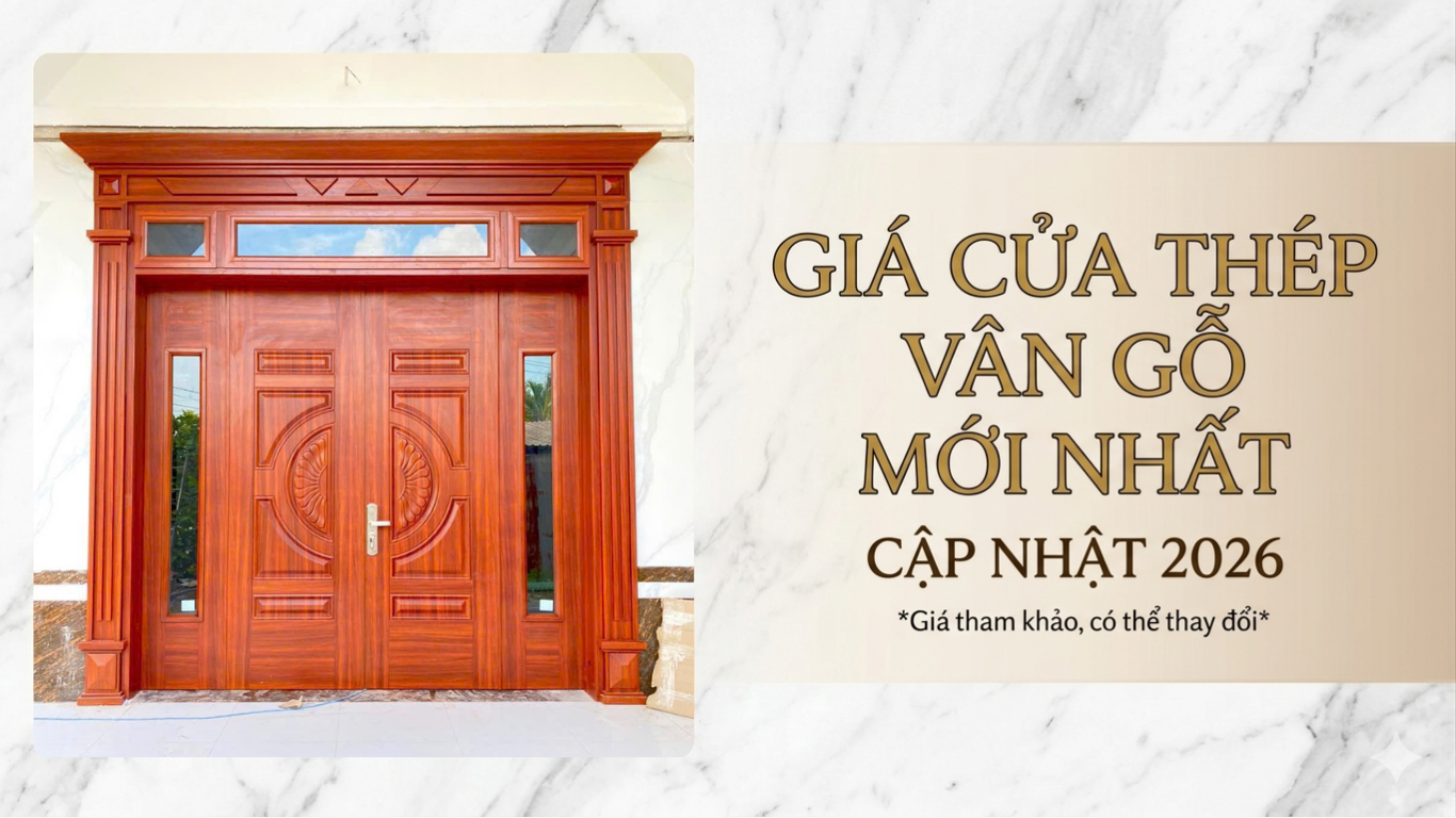 Giá cửa thép vân gỗ mới nhất 2026 – Báo giá chi tiết Giá cửa thép vân gỗ Giá cửa thép vân gỗ mới nhất 2026 – Báo giá chi tiết Giá cửa thép vân gỗ